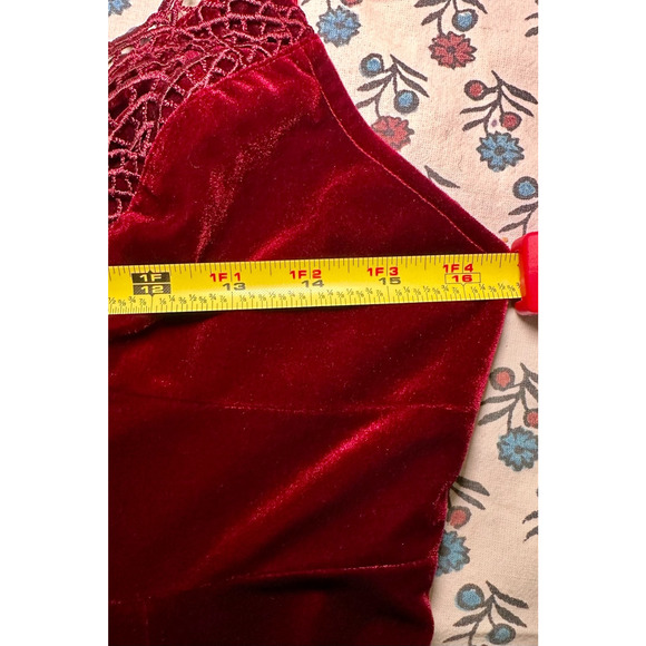 Cotton Candy LA Velvet Lace Slip Dress Women’s Large Burgundy Wine Dark Romantic - Picture 11 of 12
